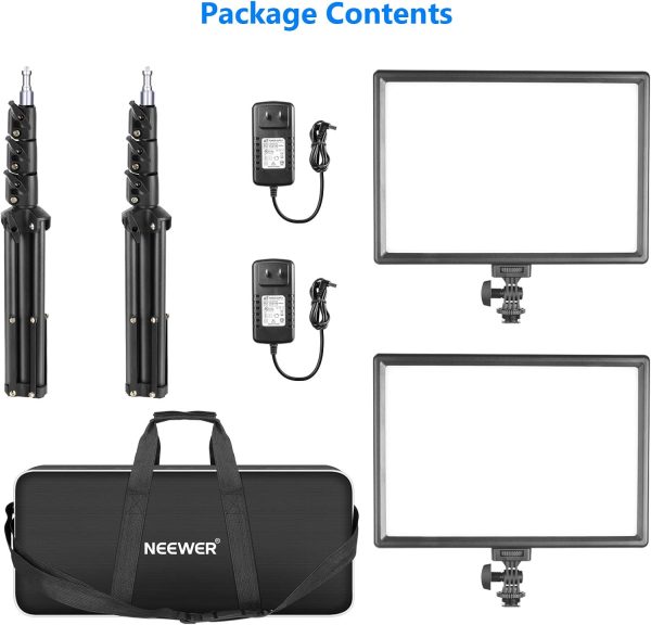 Neewer 13" Led Video Light Panel Lighting Kit, 2-Pack Dimmable Bi-Color Soft Lights with Light Stand, Built-in 8000mAh Battery, 3200K~5600K CRI 97+ 2400Lux for Game/Live Stream/YouTube/Photography - Image 8