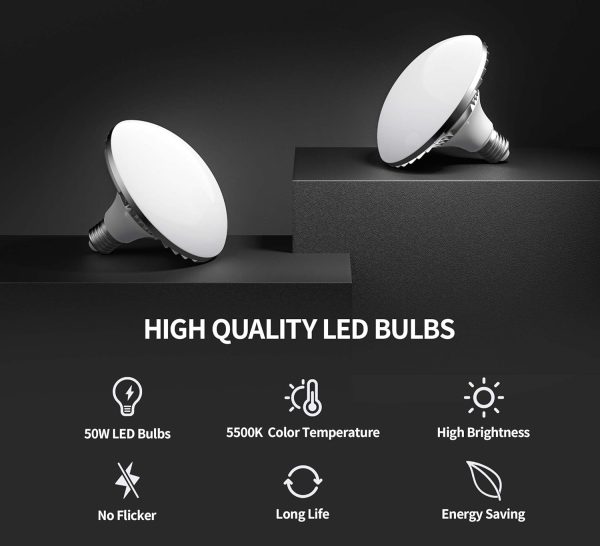 RALENO Softbox Lighting Kit, 2 x 16'' x 16'' Photography Studio Equipments with 50W / 5500K / 95 CRI LED Bulbs, Continuous Lighting System for Video Recording and Photography Shooting Model：PS080 - Image 4